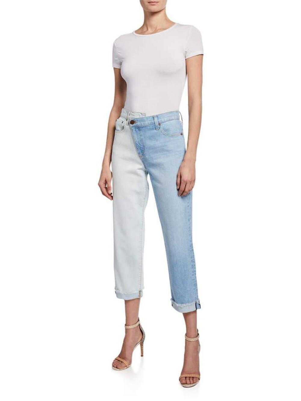 NWOT Alice + Olivia Amazing Two-Tone High-Rise Boyfriend Jeans Size 26